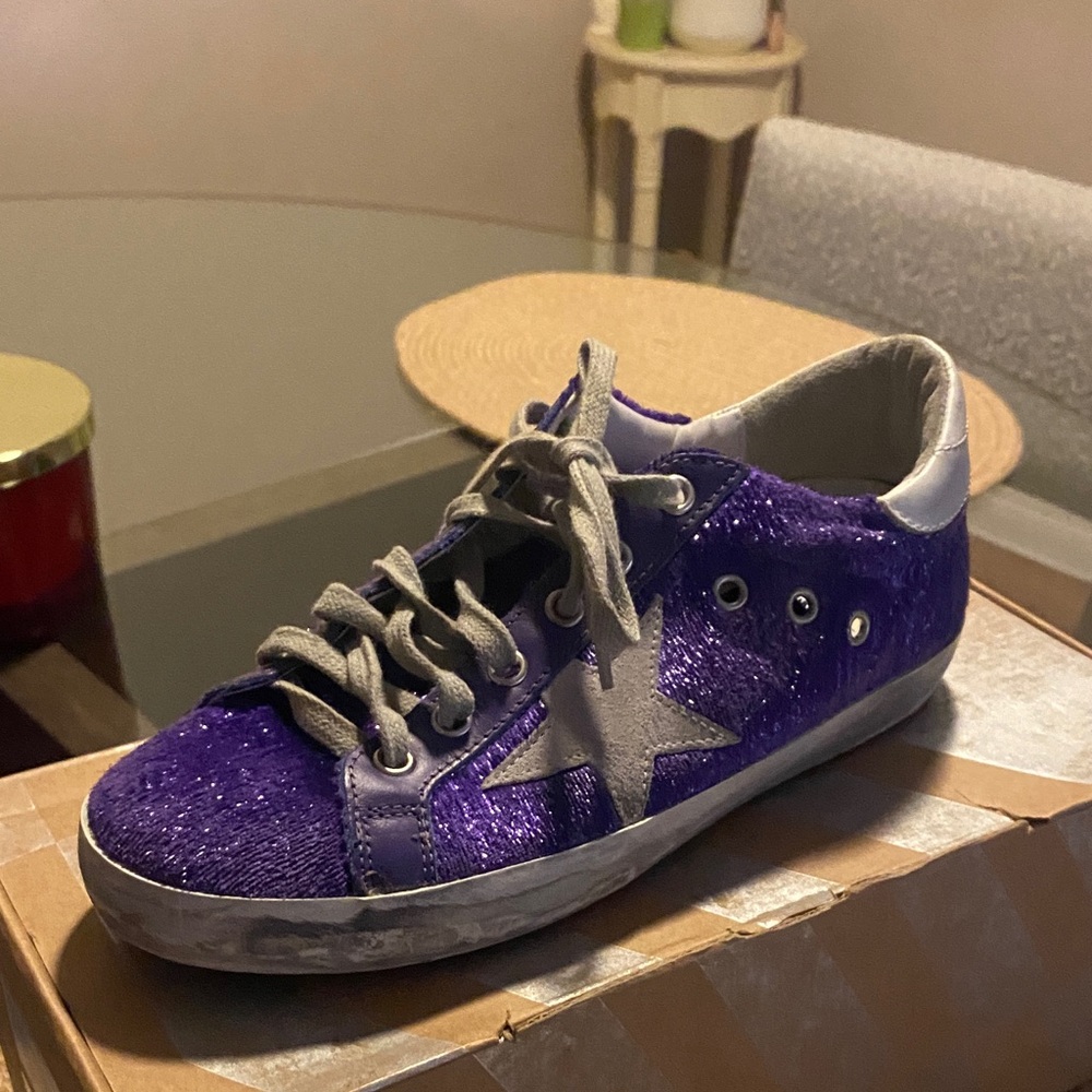 Golden Goose Purple and Gray Sneakers